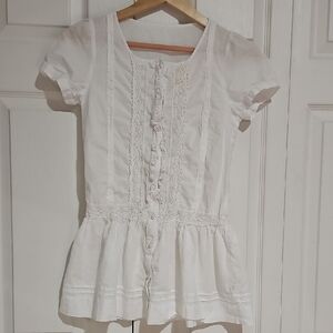 Betty London White Lace Ruffle Button Front Blouse Size M | DIY Dye Project